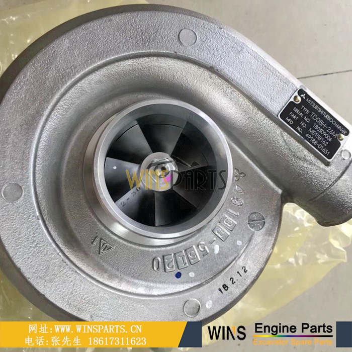 VAME158162 ME158162 4949188-01651 TD08H-26M 180309006 <a href=//lifecity2021.com/Engine-Mitsubishi.html target='_blank'>三菱</a>6D22T 6D22-T发动机增压器用于神钢SK480LC-6E挖掘机